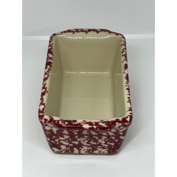 VTG Gerald E Henn Red Spongeware Pottery Mini Loaf Pan 7" Roseville OH USA Made - Picture 3 of 8